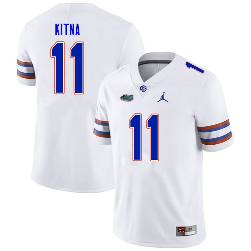 Men's NCAA Florida Gators Jalen Kitna #11 Stitched Authentic Nike White College Football Jersey PWG1865TG